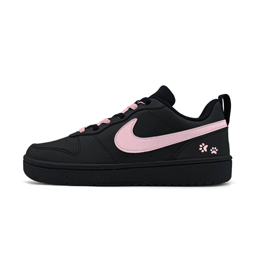 Nike Nike Court Borough Pink Ink Trail Slip Resistant Low top Kids' Skateboarding Shoes Black Pink Teenagers