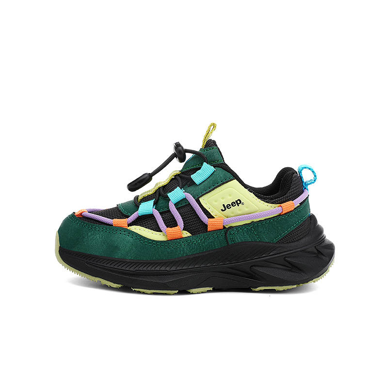Jeep Running Collection Cushioning Breathable Cushioning Breathable Low top Running Shoes Black Green Kids'