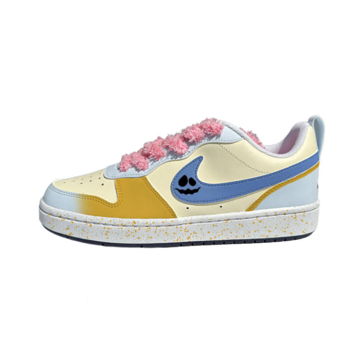 Nike Nike Court Borough Synthetic Leather Low top Skateboard Shoes White Blue Orange Kids'