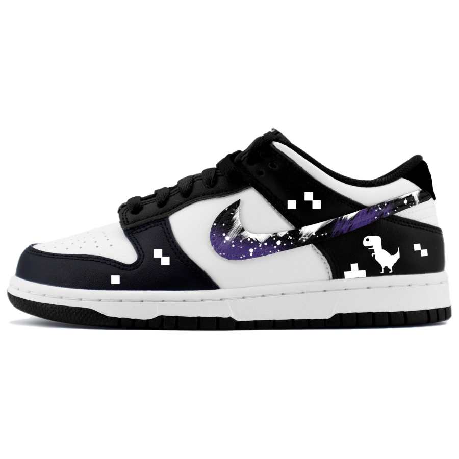 Nike Nike Dunk Graffiti Dinosaur Synthetic Leather Slip Resistant Abrasion Resistant Low top Skateboard Shoes Black White