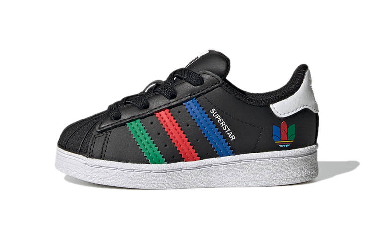 Adidas Originals SUPERSTAR El I Comfortable Low top Skateboard Shoes Black Infant And Toddler