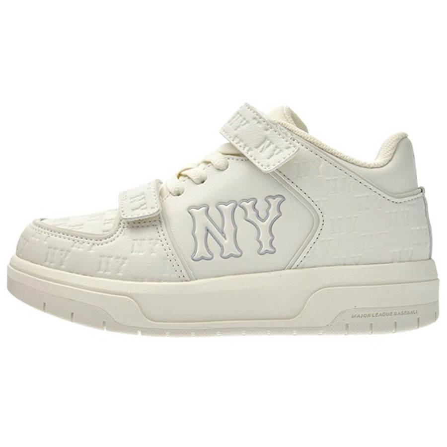 MLB New York Yankees Abrasion Resistant Breathable Lightweight Cushioning Mid top Kids Lifestyle Shoes White Kids'
