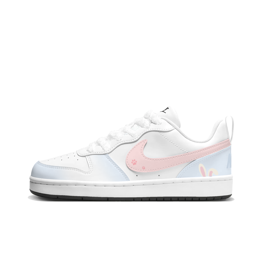 Nike Nike Court Borough Cheese Bunny Synthetic Leather Low top Kids' Skateboarding Shoes Blue Pink Teenagers