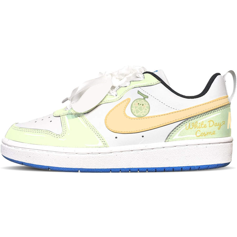 Nike Nike Court Borough Sweet Words Synthetic Leather Breathable Low top Kids' Skateboarding Shoes Yellow Green
