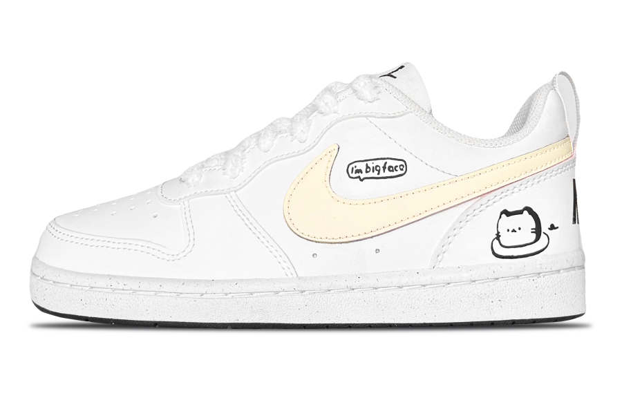 Nike Nike Court Borough Synthetic Leather Low top Kids' Skateboarding Shoes Yellow Teenagers