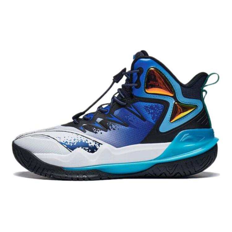 Li-Ning YOUNG Li Ning YOUNG Avant Garde Power Primary 3.0 V2 Fabric Cushioning Rebound Mid top Basketball Shoes White Blue Teenagers
