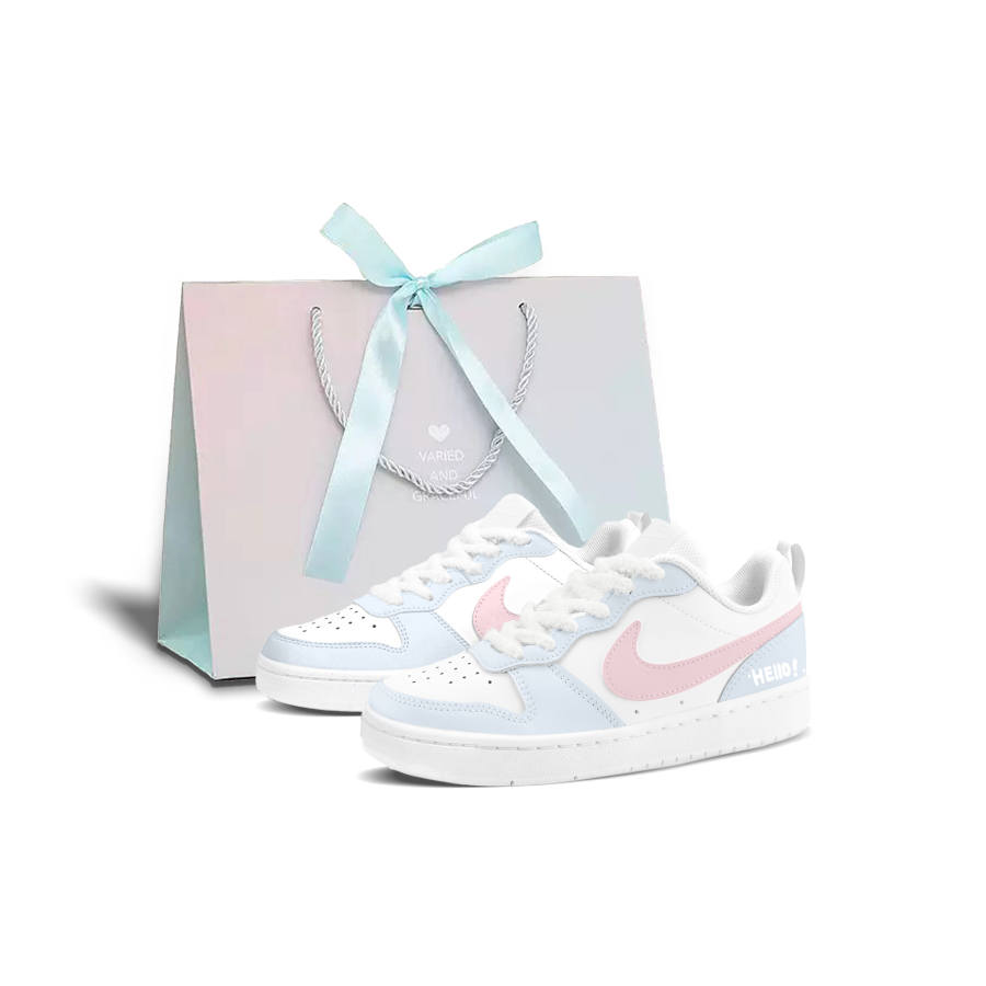 Nike Nike Court Borough Romantic Sweetheart Shopping Bag Low top Kids' Skateboarding Shoes White Blue Teenagers