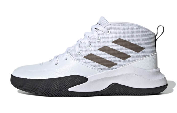 Adidas Adidas OwnTheGame Wide J Mid top Basketball Shoes White Black Teenagers