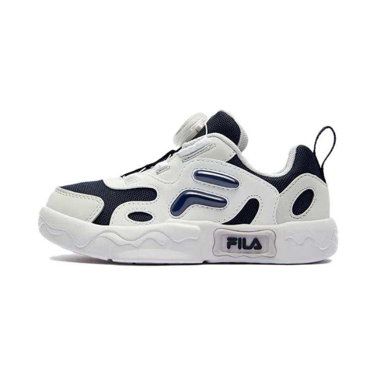 FILA KIDS Slip Resistant Abrasion Resistant Low top Kids Lifestyle Shoes White Blue Children Aged 3 7 Years Old