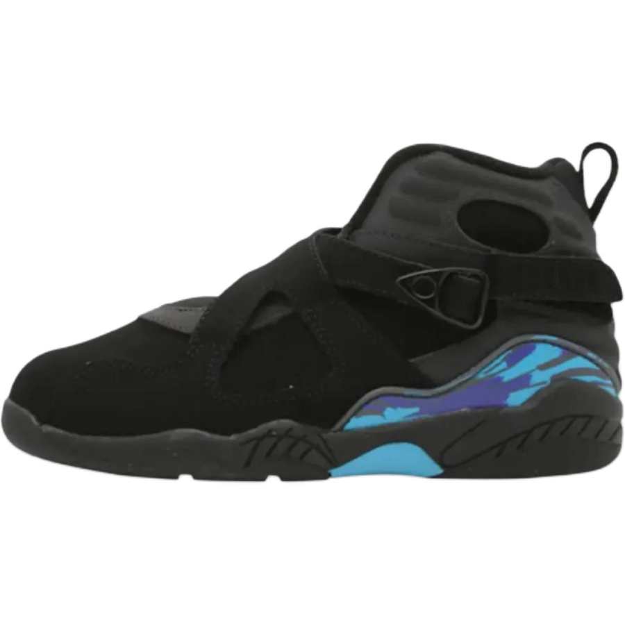 Jordan Jordan Air Jordan 8 Slip Resistant Abrasion Resistant High top Children's Basketball Shoes Black Gray Blue