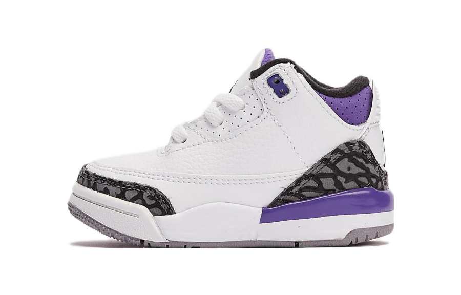 Jordan Jordan Air Jordan 3 Slip Resistant Abrasion Resistant Mid top Basketball Toddler Shoes White Purple Infant And Toddler