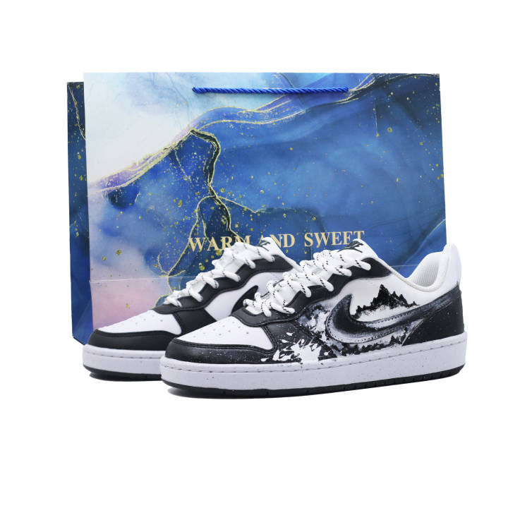 Nike Nike Court Borough Between Mountain Ink Synthetic Leather Slip Resistant Abrasion Resistant Low top Skateboard Shoes