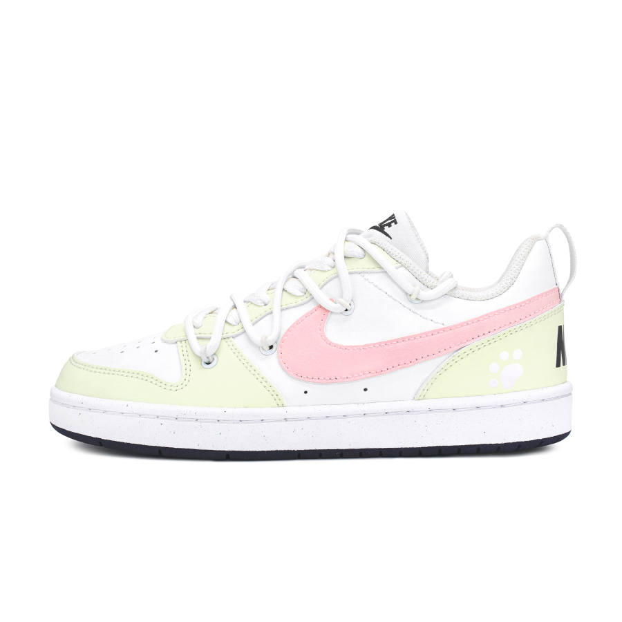 Nike Nike Court Borough Synthetic Leather Slip Resistant Abrasion Resistant Low top Kids' Skateboarding Shoes Yellow Pink