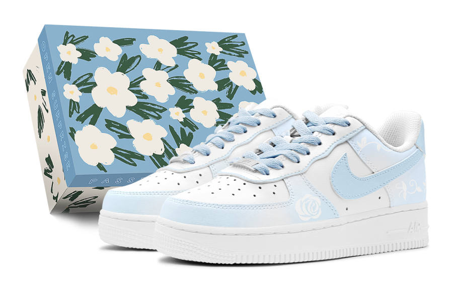 Nike Nike Air Force 1 LE Low top Children's Basketball Shoes Sky Blue Teenagers