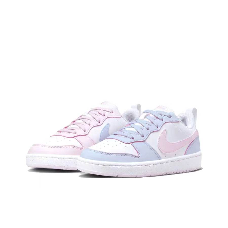 Nike Nike Court Borough Low Synthetic Leather Slip Resistant Abrasion Resistant Low top Kids' Skateboarding Shoes Pink