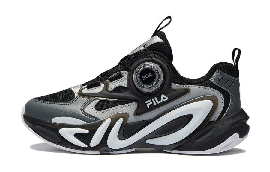 FILA KIDS MIND 7 Synthetic Leather Comfortable Support Low top Kids' Running Shoes Black White Kids'