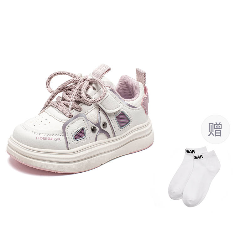 HOBIBEAR Synthetic Leather Low top Kids Lifestyle Shoes Beige Purple Kids'