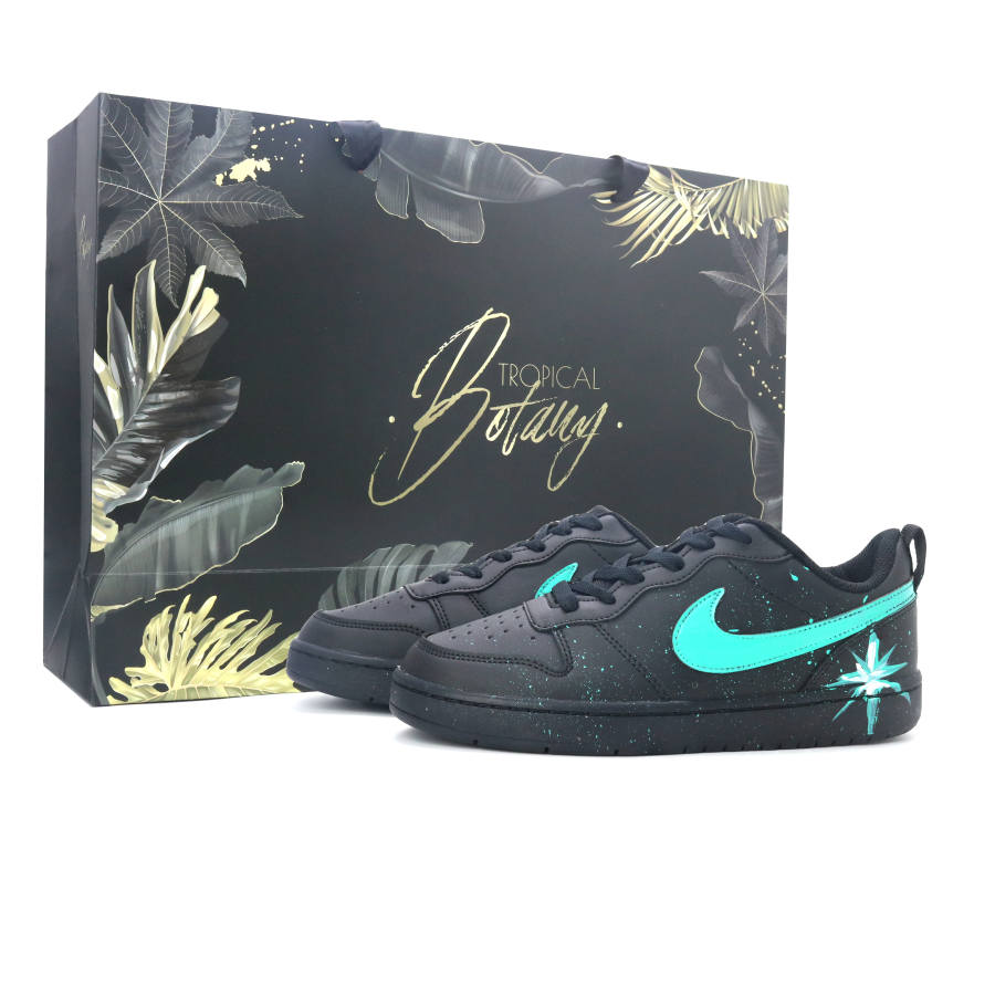 Nike Nike Court Borough Morning Star, Diamond Like Sparkling Leather Abrasion Resistant Low top Skateboard Shoes Blue Kids'