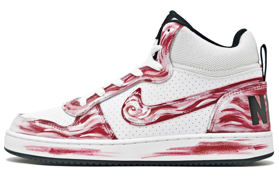 Nike Nike Court Borough Slip Resistant Cushioning Abrasion Resistant Breathable Mid top Kids' Skateboarding Shoes Red White