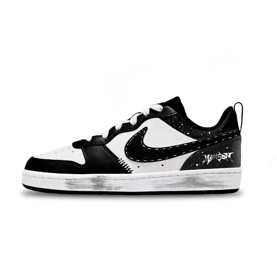 Nike Nike Court Borough Vintage Black Leather Abrasion Resistant Abrasion Resistant Low top Kids' Skateboarding Shoes Unisex