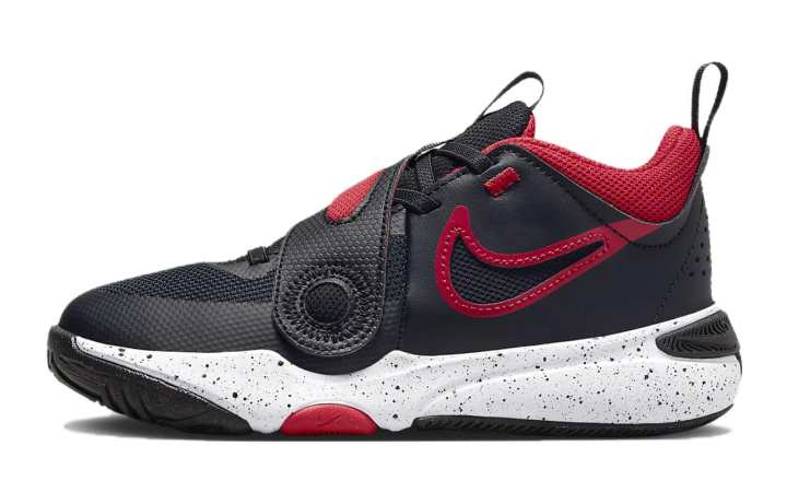 Nike Nike Team Hustle D 11 Low top Basketball Shoes Black Red Kids'