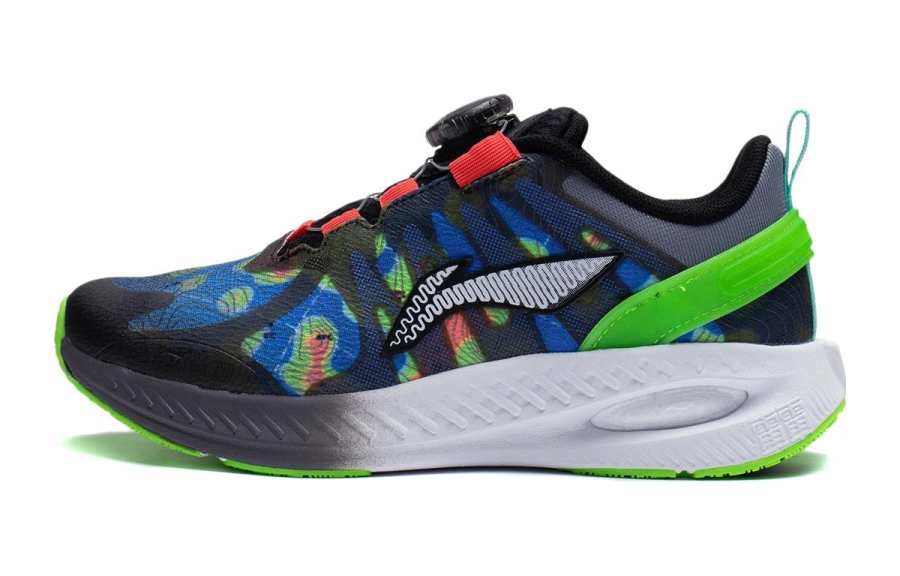Li-Ning YOUNG Li Ning Kompanio Comfortable Slip Resistant Abrasion Resistant Low top Casual Shoes Black Green Teenagers