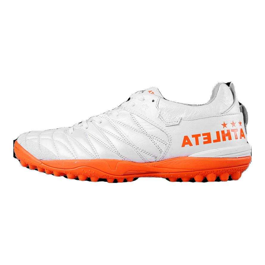 ATHLETA PU Comfortable Slip Resistant Cushioning Abrasion Resistant Low top Kids' Soccer Shoes White Red Teenagers