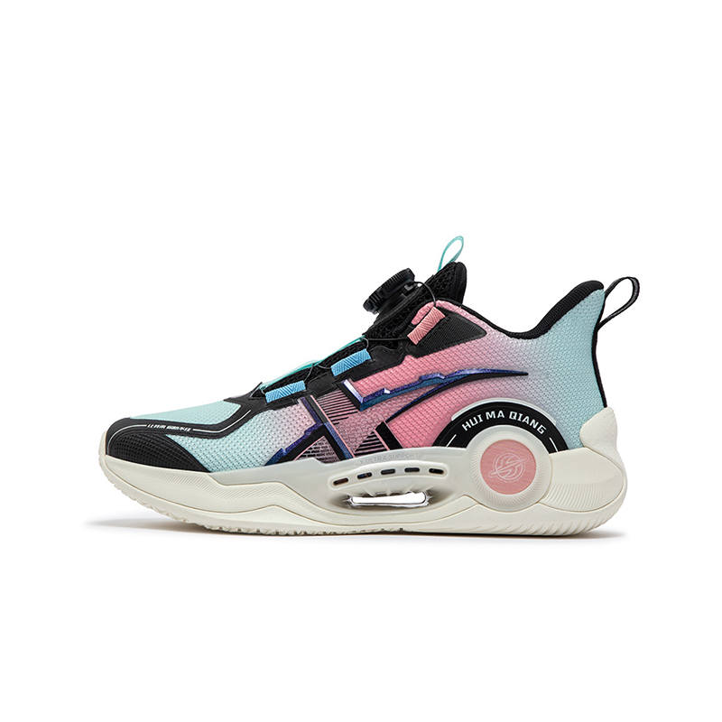XTEP Fabric Mid top Basketball Shoes Black Pink Blue