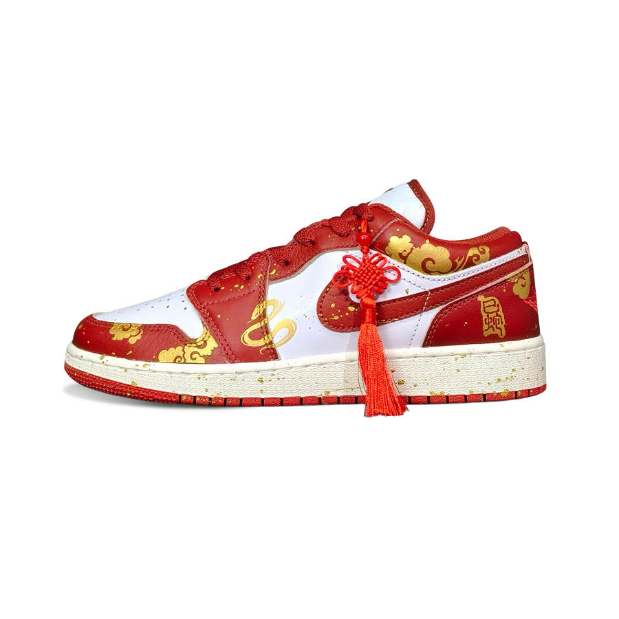 Jordan Jordan Air Jordan 1 Abrasion Resistant Low top Children's Basketball Shoes Red Teenagers