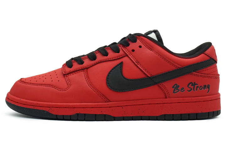 Nike Nike Dunk Red Black Trend Leather Low top Kids' Skateboarding Shoes Red Teenagers