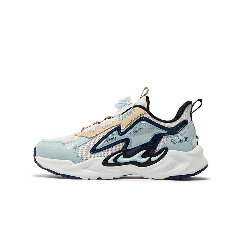 XTEP Peak Version 2.0 Synthetic Leather Low top Casual Shoes White Sand Gray Snow Mist Green Teenagers