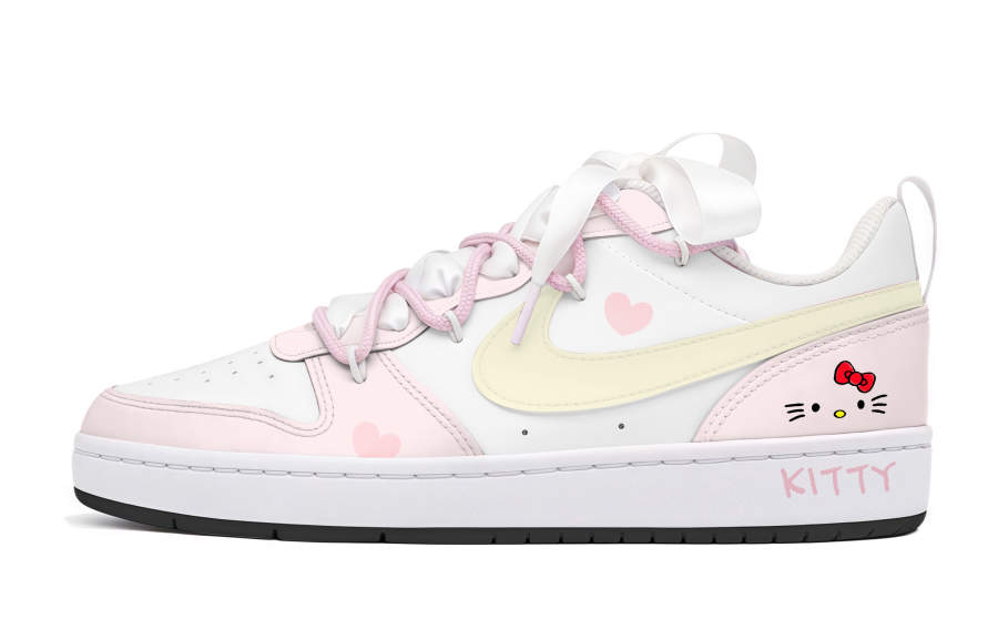 Nike Nike Court Borough Slip Resistant Abrasion Resistant Low top Kids' Skateboarding Shoes Pink Yellow Teenagers