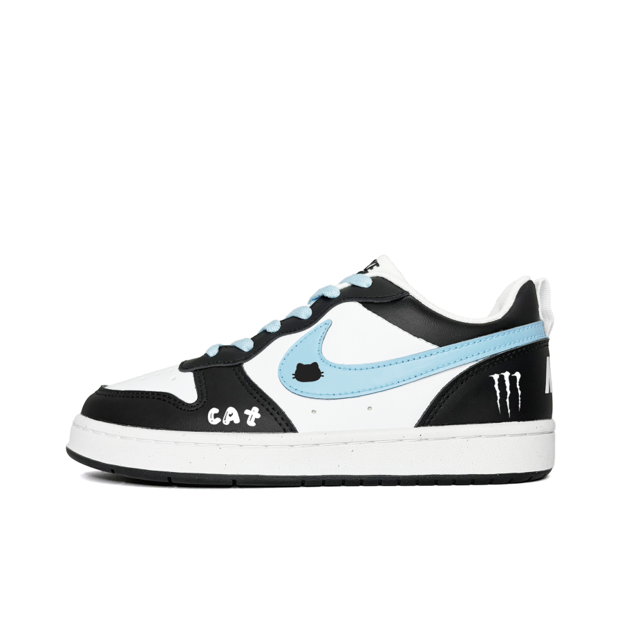 Nike Nike Court Borough Cat Paw Slip Resistant Abrasion Resistant Low top Kids' Skateboarding Shoes Blue Black Teenagers