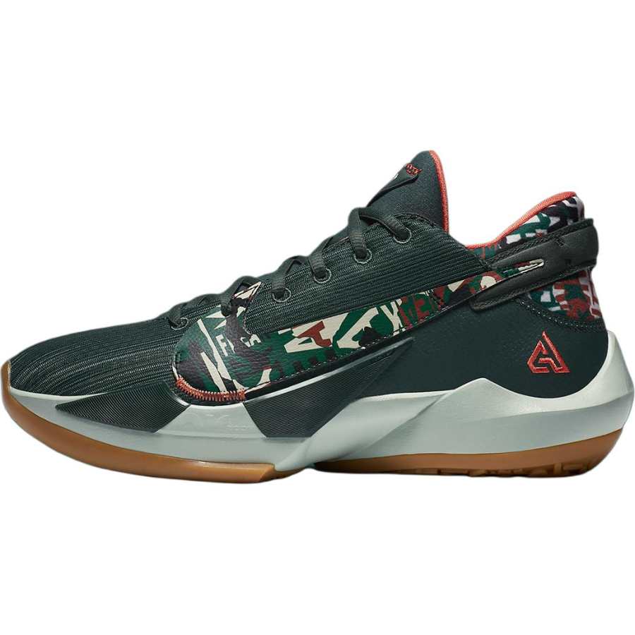 Nike Nike Freak 2 Slip Resistant Cushioning Low top Children's Basketball Shoes Green White Children Aged 3 7 Years Old