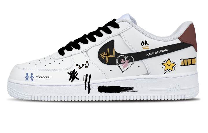 Nike Nike Air Force 1 Fun Painted Leather Slip Resistant Abrasion Resistant Cushioning