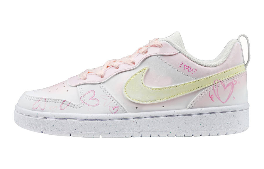Nike Nike Court Borough Low 2 Leather Slip Resistant Abrasion Resistant Low top Kids' Skateboarding Shoes Pink Teenagers