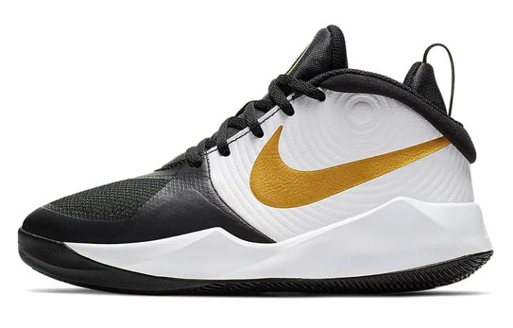Nike Nike Team Hustle D 9 Mid top Basketball Shoes Black White Gold Unisex