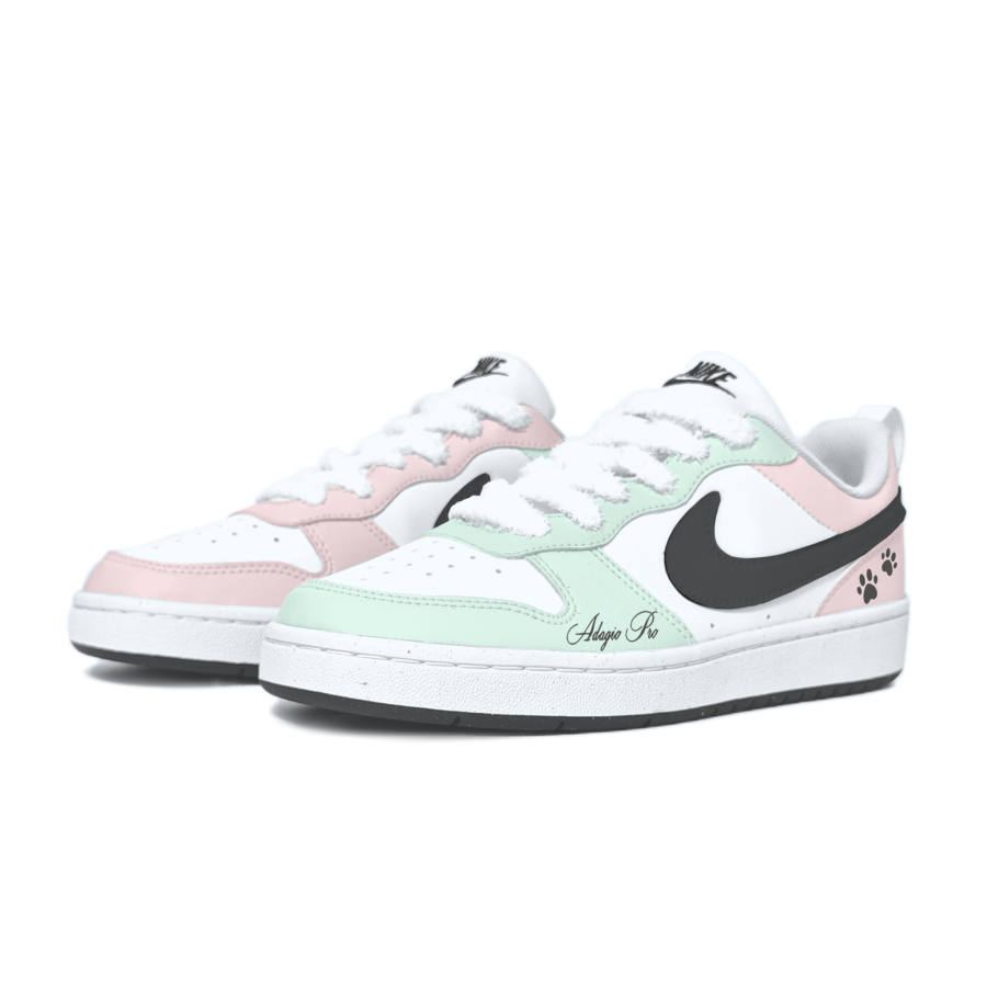 Nike Nike Court Borough Synthetic Leather Low top Kids' Skateboarding Shoes Pink Green Teenagers