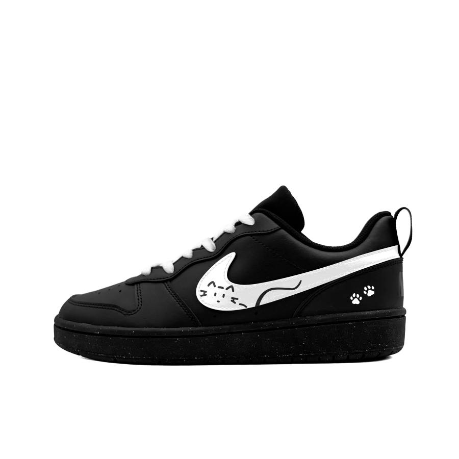 Nike Nike Court Borough Line Meow Synthetic Leather Slip Resistant Abrasion Resistant Low top Kids' Skateboarding Shoes