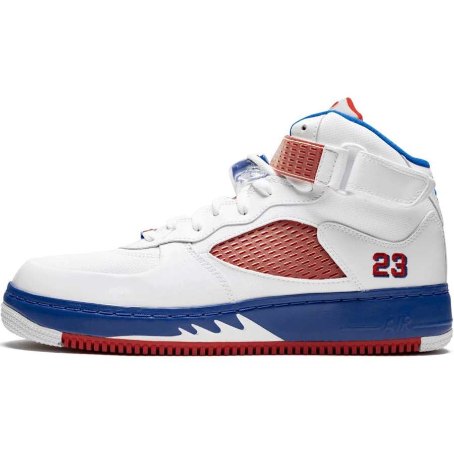 Jordan Jordan Air Jordan Fusion 5 High top Basketball Shoes White Blue Unisex