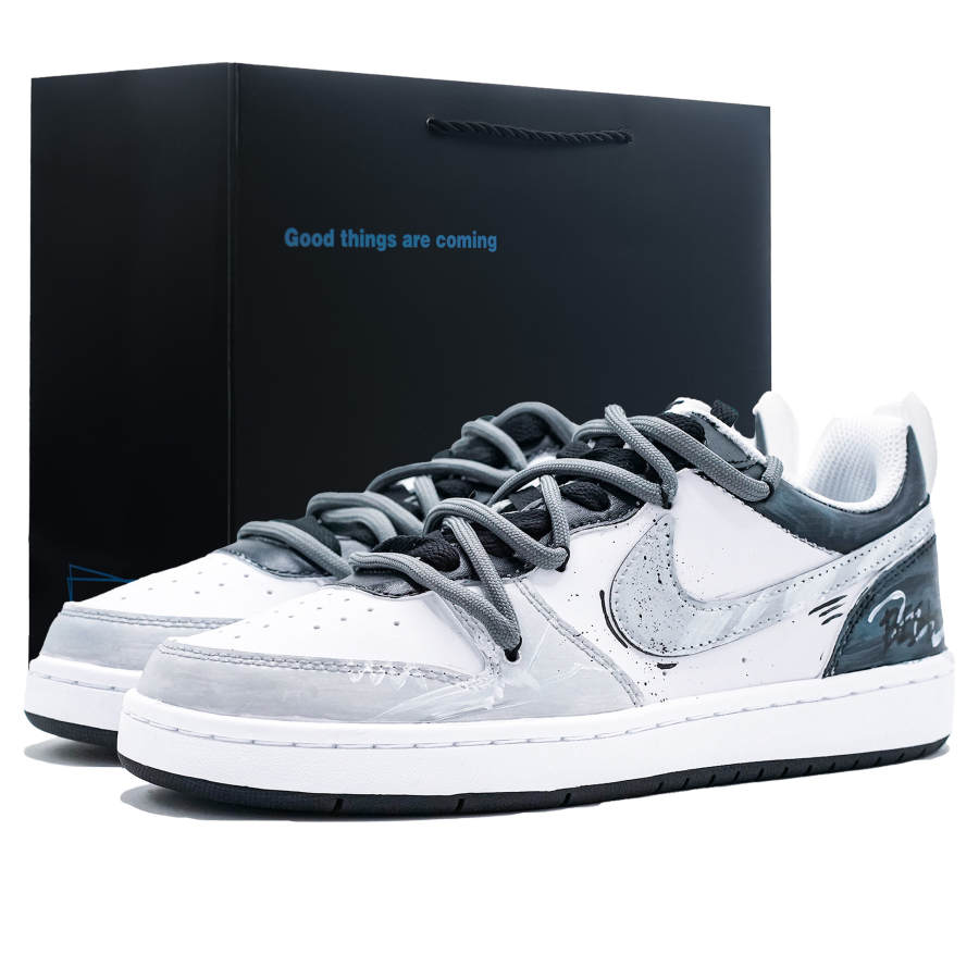 Nike Nike Court Borough Asphalt Gray Prologue Synthetic Leather Low top Kids' Skateboarding Shoes White Gray Teenagers