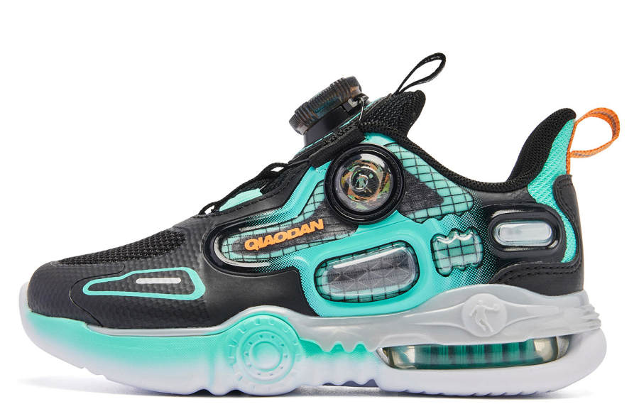 QIAODAN Slip Resistant Abrasion Resistant Low top Kids' Running Shoes Black Green Children Aged 3 7 Years Old