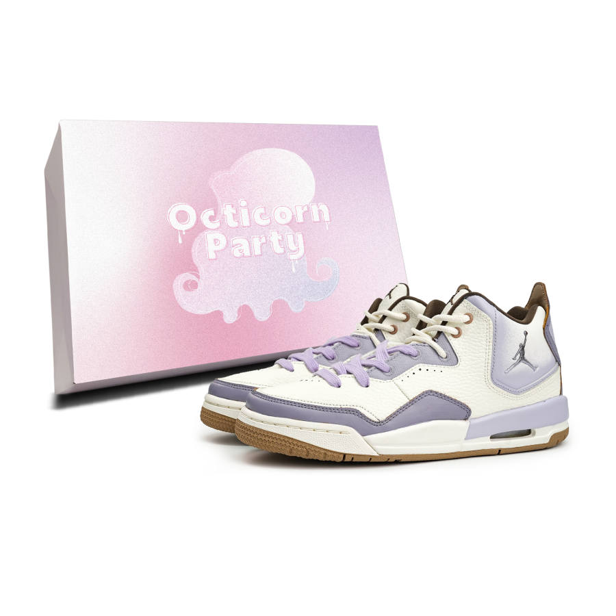 Jordan Jordan Courtside 23 Synthetic Leather Cushioning, Wear Resistant Mid top Children's Basketball Shoes Purple Teenagers