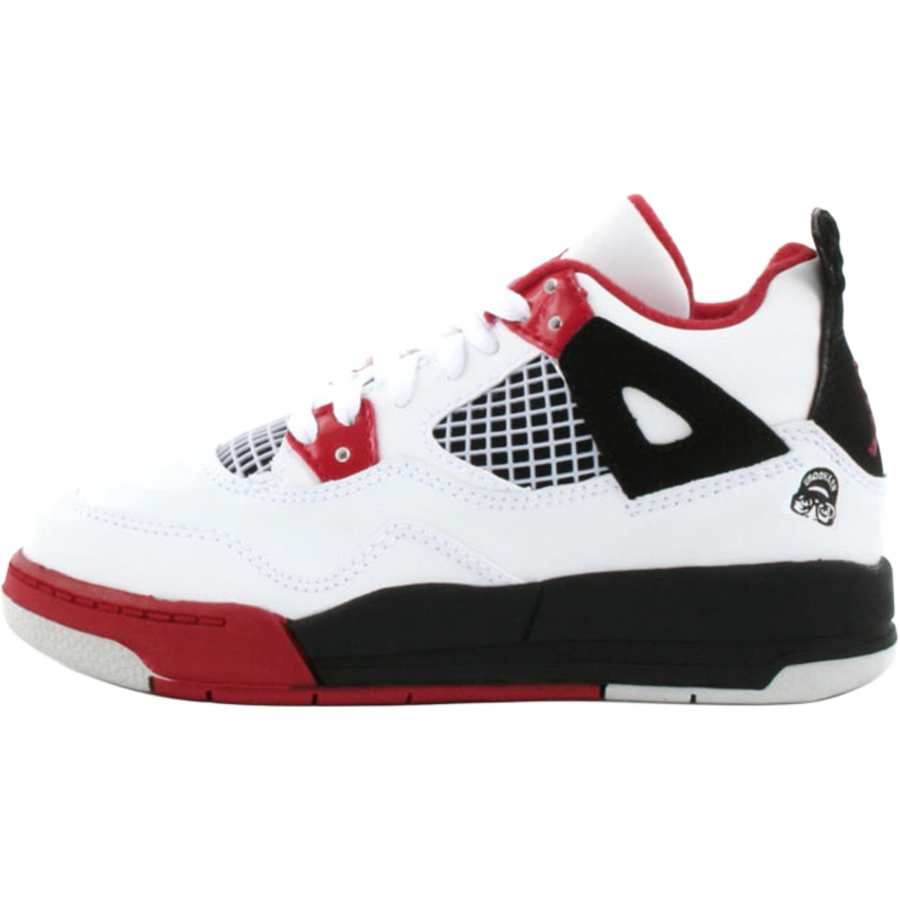 Jordan Jordan Air Jordan 4 Abrasion Resistant Mid top Children's Basketball Shoes White Children Aged 3 7 Years Old