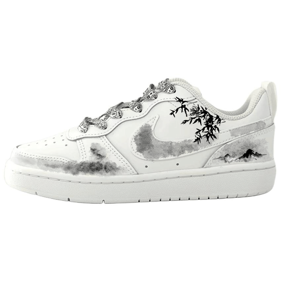 Nike Nike Court Borough Ink Wash Bamboo Shadow Leather Low top Kids' Skateboarding Shoes Gray/White Unisex