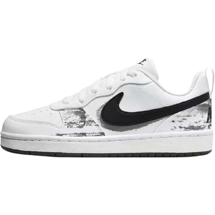Nike Nike Court Borough Ink Wash Graffiti Synthetic Leather Low top Kids' Skateboarding Shoes Black White