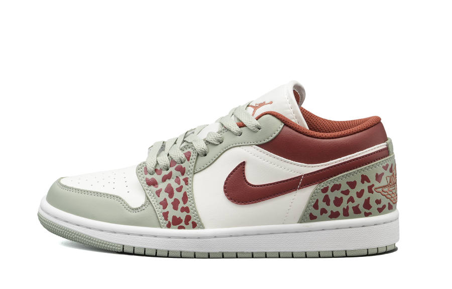 Jordan Jordan Air Jordan 1 Cyan Mist Red Vein Leather Low top Children's Basketball Shoes Red Teenagers