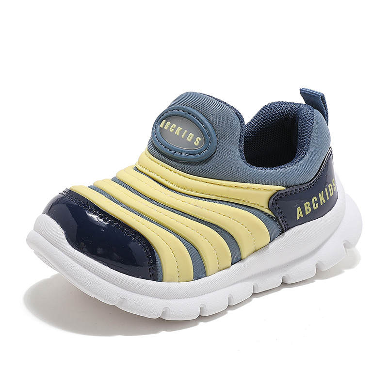ABC KIDS Synthetic Leather Cushioning Abrasion Resistant Cushioning, Wear Resistant Low top Toddler Shoes Blue Yellow