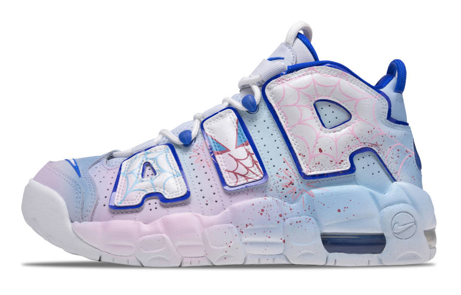 Nike Nike Air More Uptempo Love In The Universe Cushioning Mid top Children's Basketball Shoes Blue Pink Teenagers