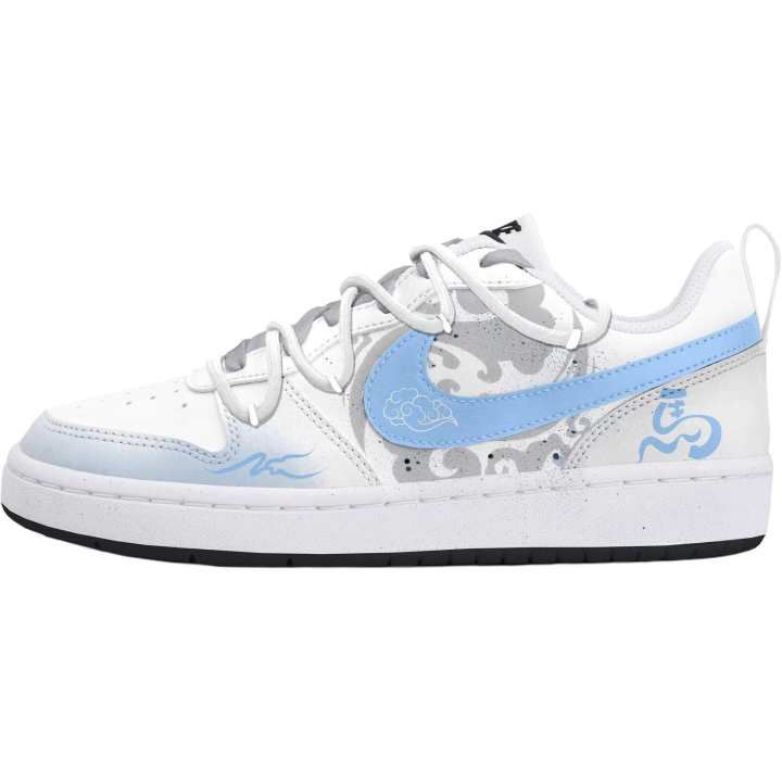 Nike Nike Court Borough Low top Kids' Skateboarding Shoes White Blue Gray Teenagers